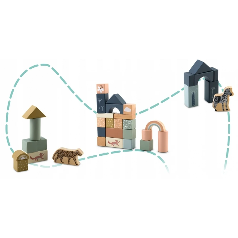 Set educational cu blocuri din lemn, 70 bucati, Nukido [4]