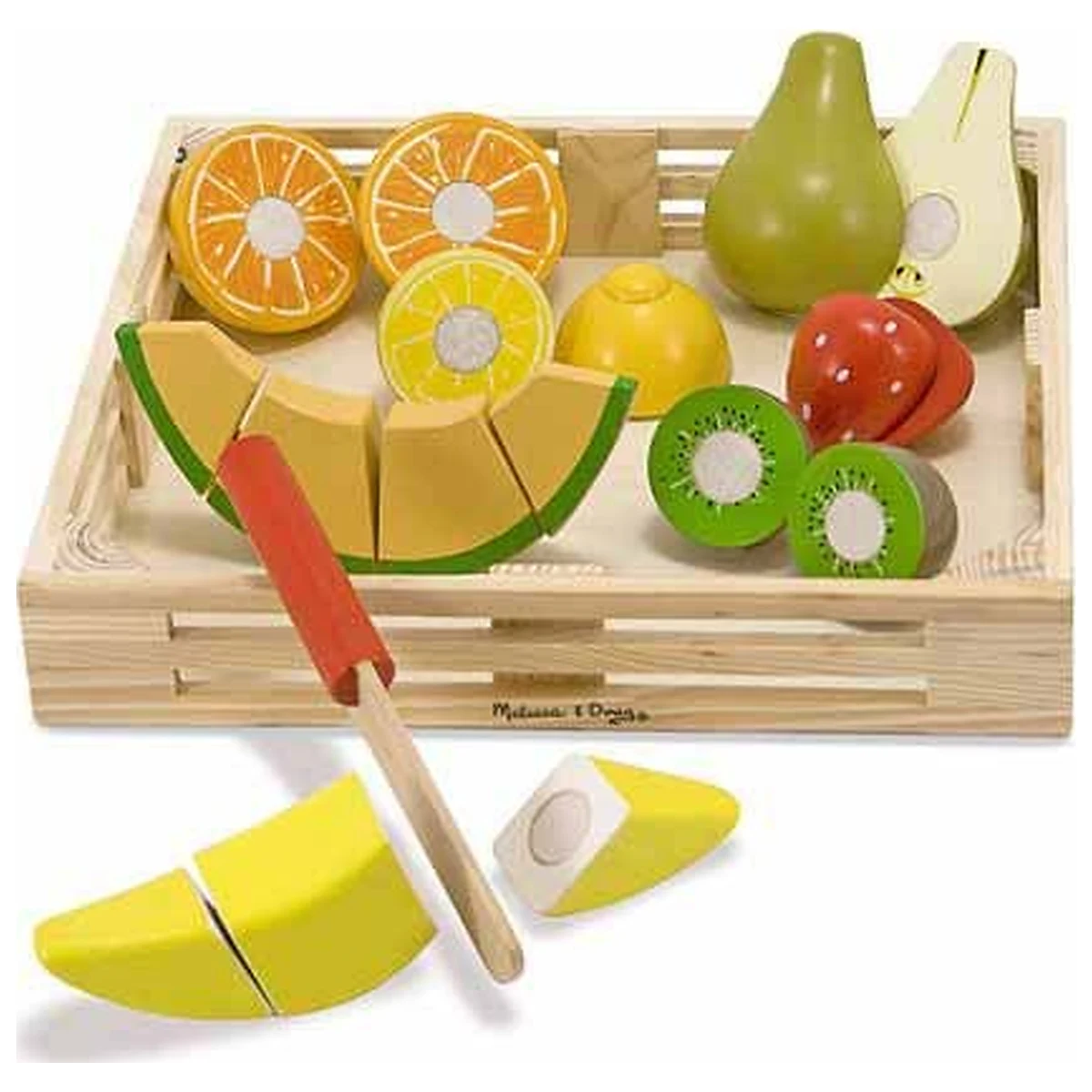 Fructe, legume, alimente - Set fructe lemn pentru taiat - Melissa & Doug