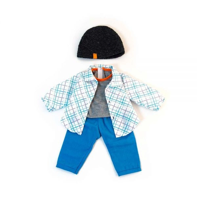 Hainute si accesorii pentru papusi - Set imbracaminte vreme temperata pentru papusa baiat 38 cm Blue