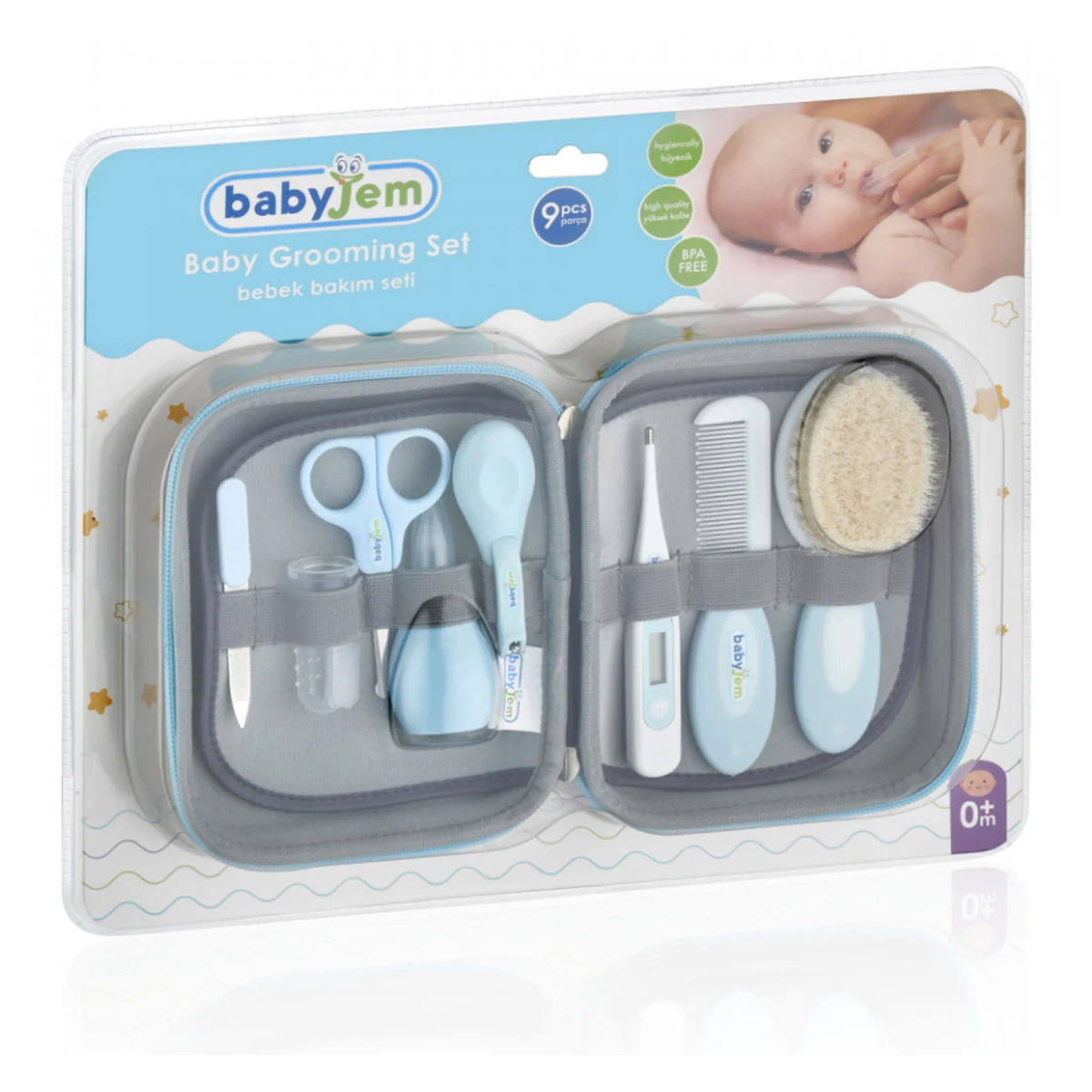 Set ingrijire unghii bebelusi cu 9 piese Bleu BabyJem Grooming Set 0 luni + [1]