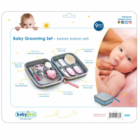 Set ingrijire unghii bebelusi cu 9 piese Roz BabyJem Grooming Set [1]