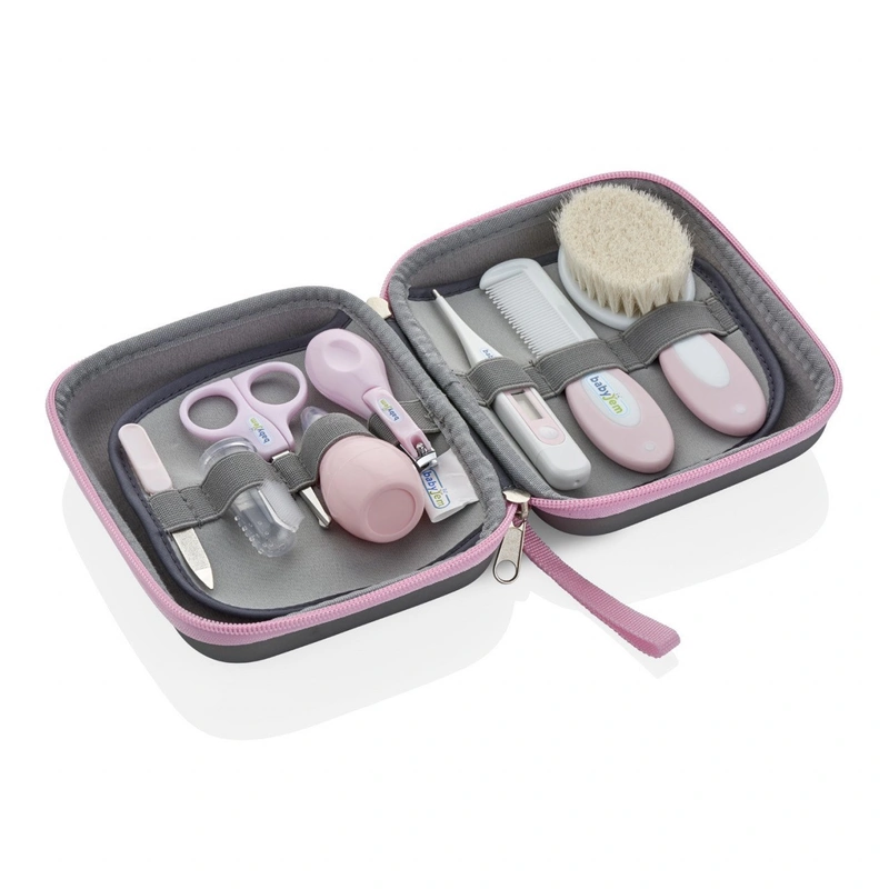 Ingrijirea parului si a unghiilor - Set ingrijire unghii bebelusi cu 9 piese Roz BabyJem Grooming Set