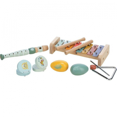 Jucarii muzicale - Set instrumente muzicale, Free2Play, 5 in 1, Contine xilofon, Fluier, Din lemn, Conform cu standardul european de securitate EN71/123, 3 ani+, Multicolor