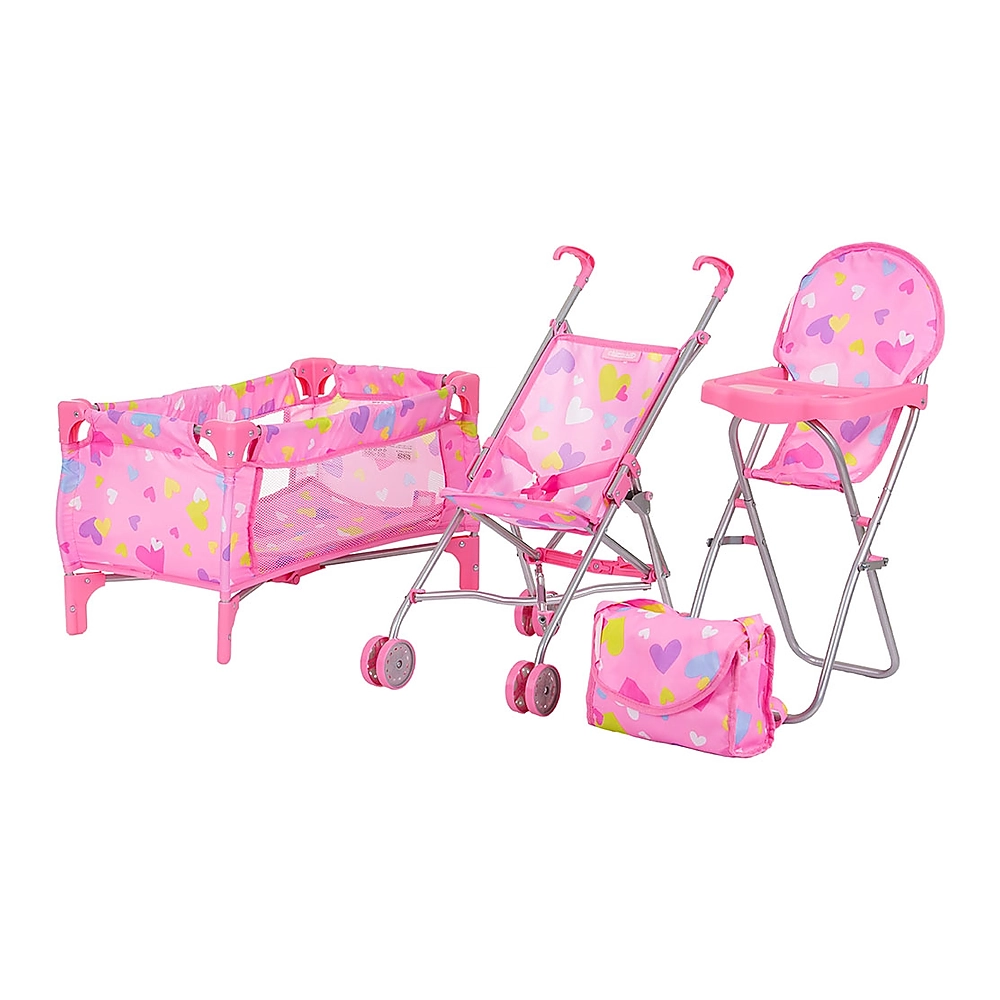 Mobilier pentru papusi - Set jucarii pentru papusi Chipolino Trixy 3 in 1 hearts