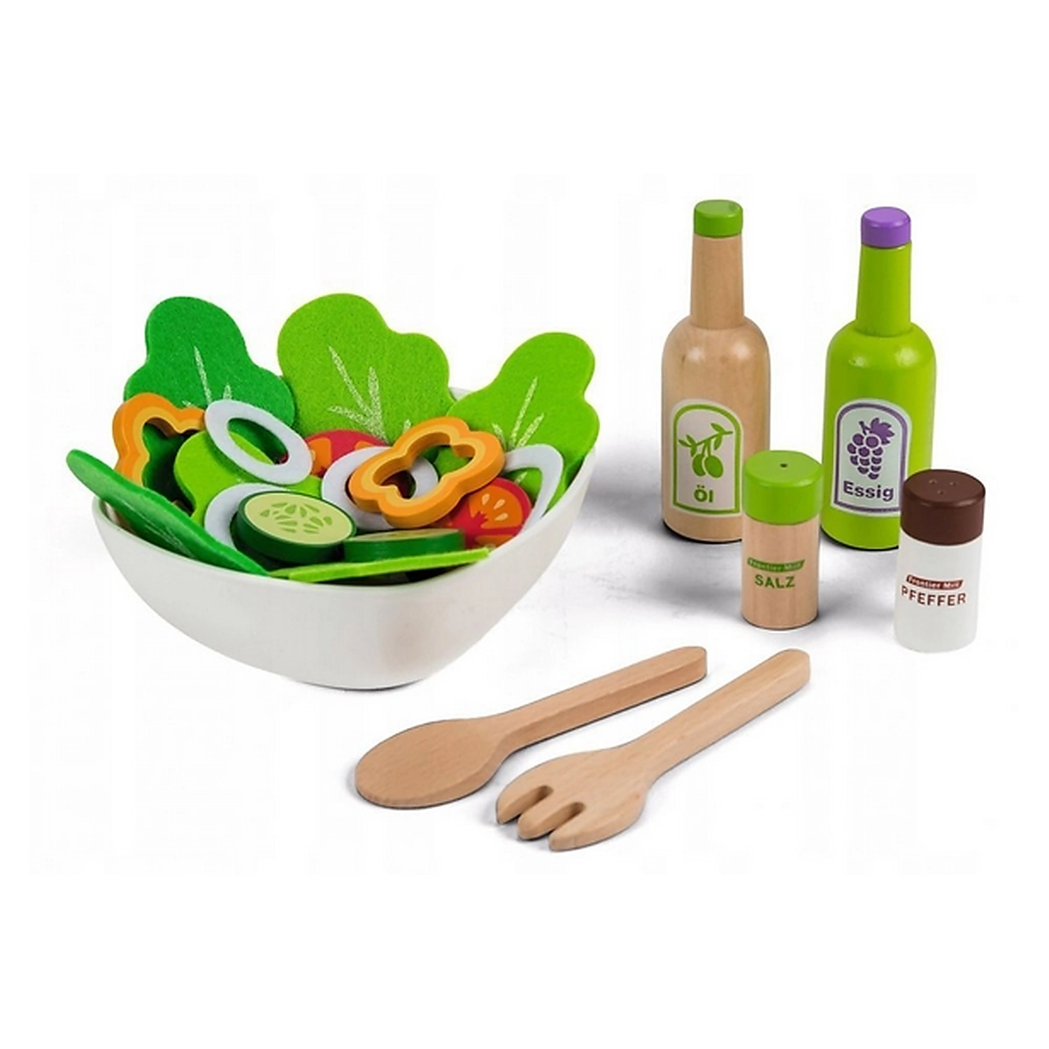 Fructe, legume, alimente - Set legume pentru salata, cu bol - Ecotoys