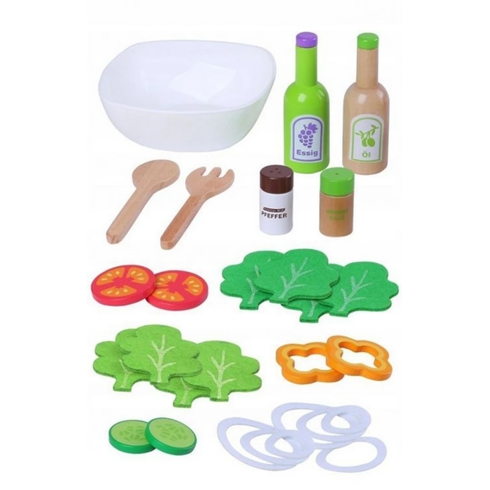 Fructe, legume, alimente - Set legume pentru salata, cu bol - Ecotoys