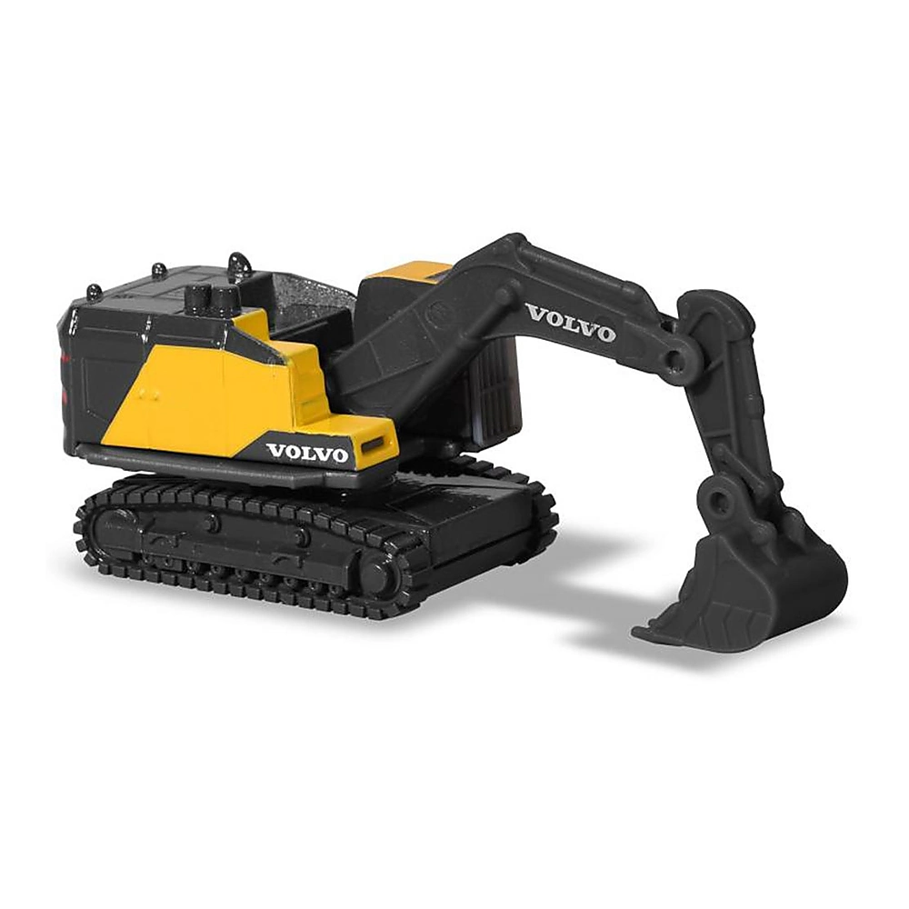 Set Majorette Volvo camion cu remorca, camion basculant, buldozer si excavator [1]