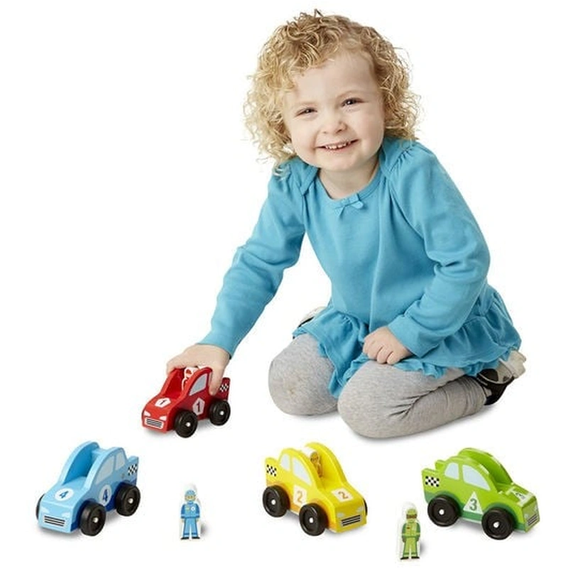 Masinute, trenulete, avioane - Set masinute de curse din lemn Melissa and Doug
