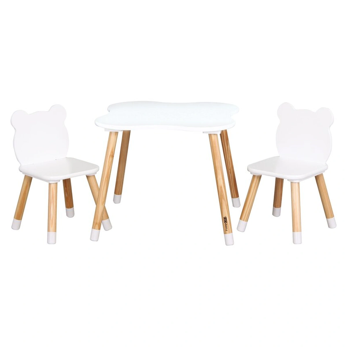 Masute si scaunele - Set masuta si doua scaune, FreeON, Bear, , Din lemn, Alb 6 ani