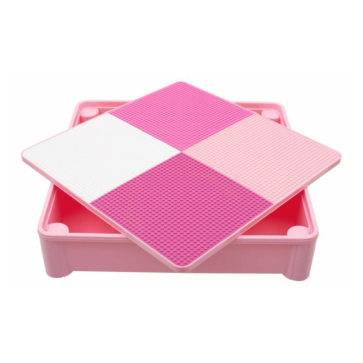 Set masuta si doua scaune, New Baby, , Pink, Parte reversibila pentru Lego Duplo [3]