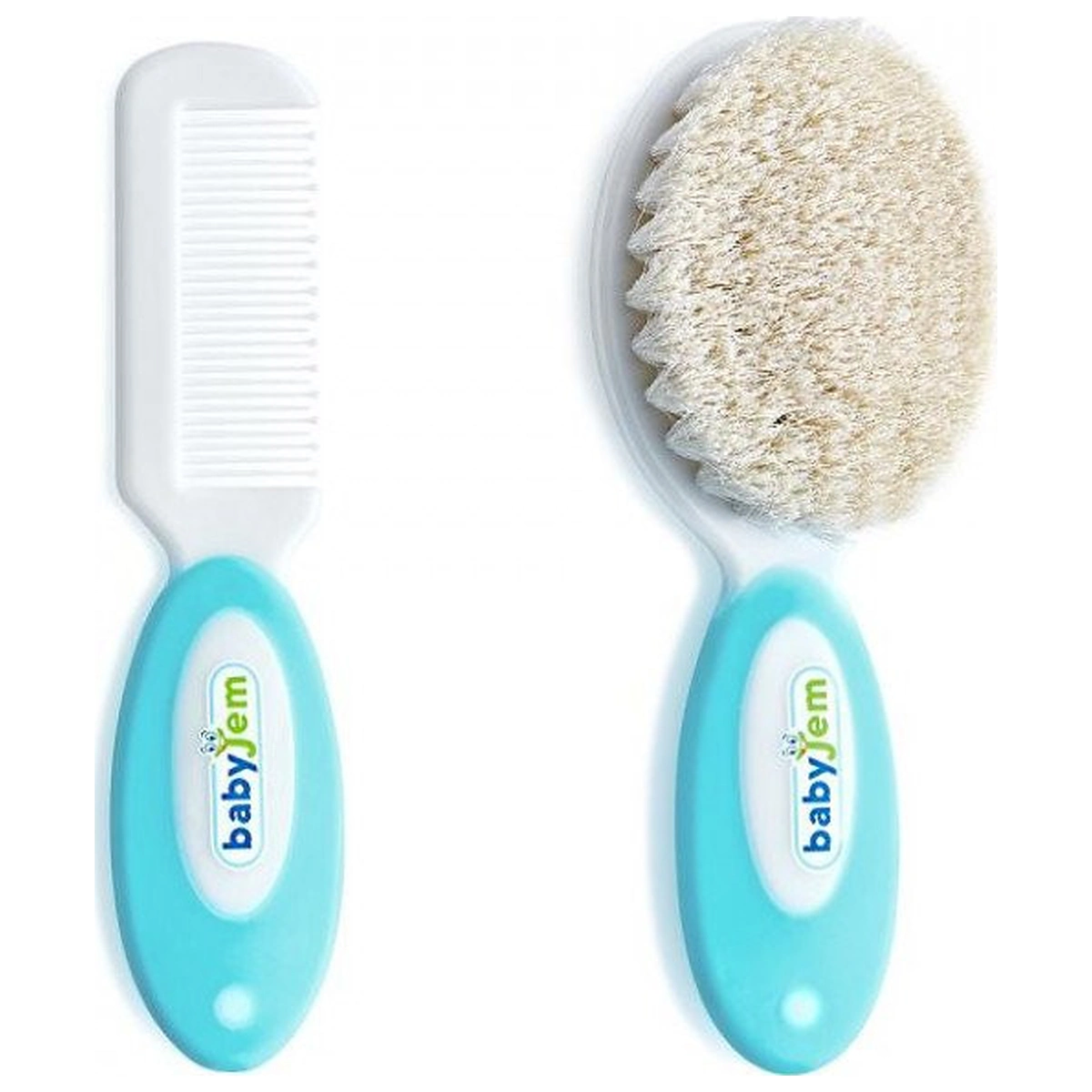 Ingrijirea parului si a unghiilor - Set pieptan si perie din peri naturali Bleu BabyJem 0luni +