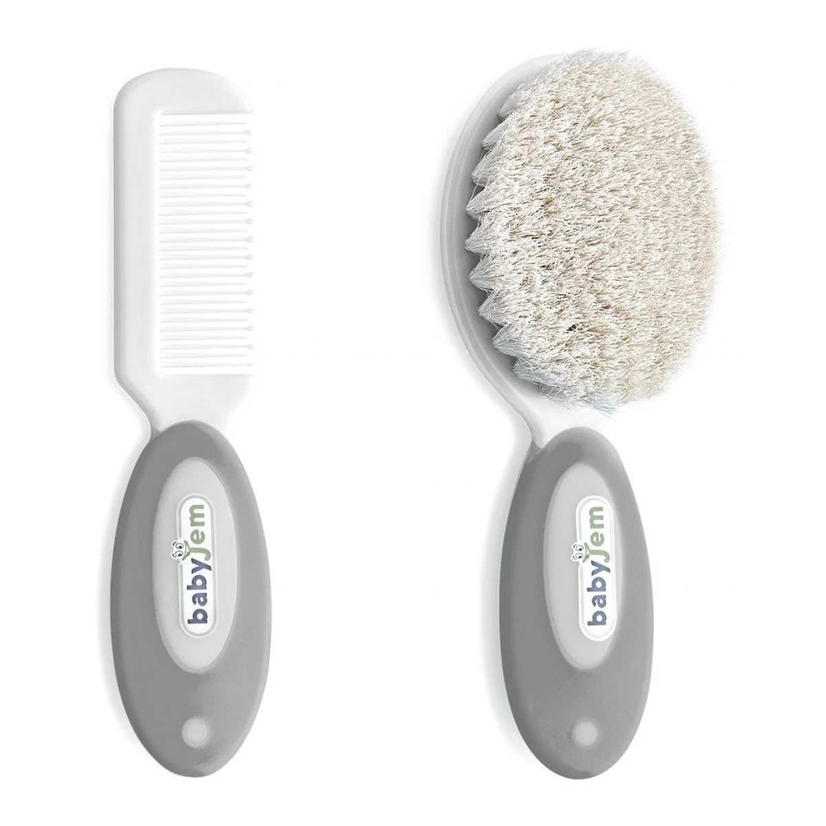Sanatate si ingrijire - Set pieptan si perie din peri naturali Gri BabyJem