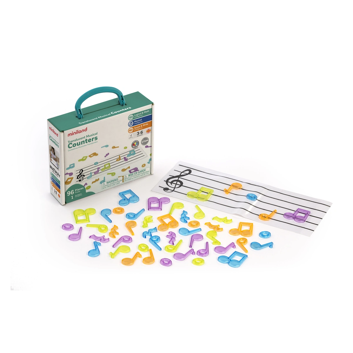 Jucarii educative - Set portativ si 96 note muzicale translucide