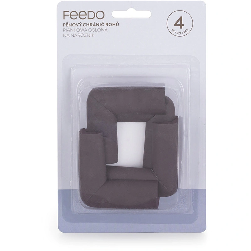 Set protectii pentru colturi ascutite, Absorbtie a socurilor, Din spuma, Cu adeziv, 5 x 5 x 2 cm, 4 bucati, Maro [1]