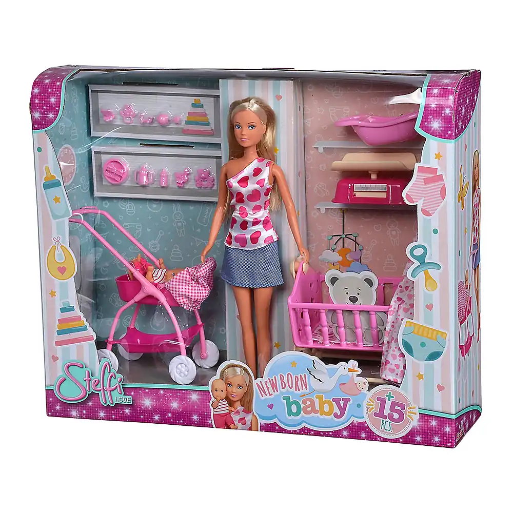 Set Simba Steffi Love New Born Baby Set papusa 29 cm, 1 bebelus si accesorii [7]