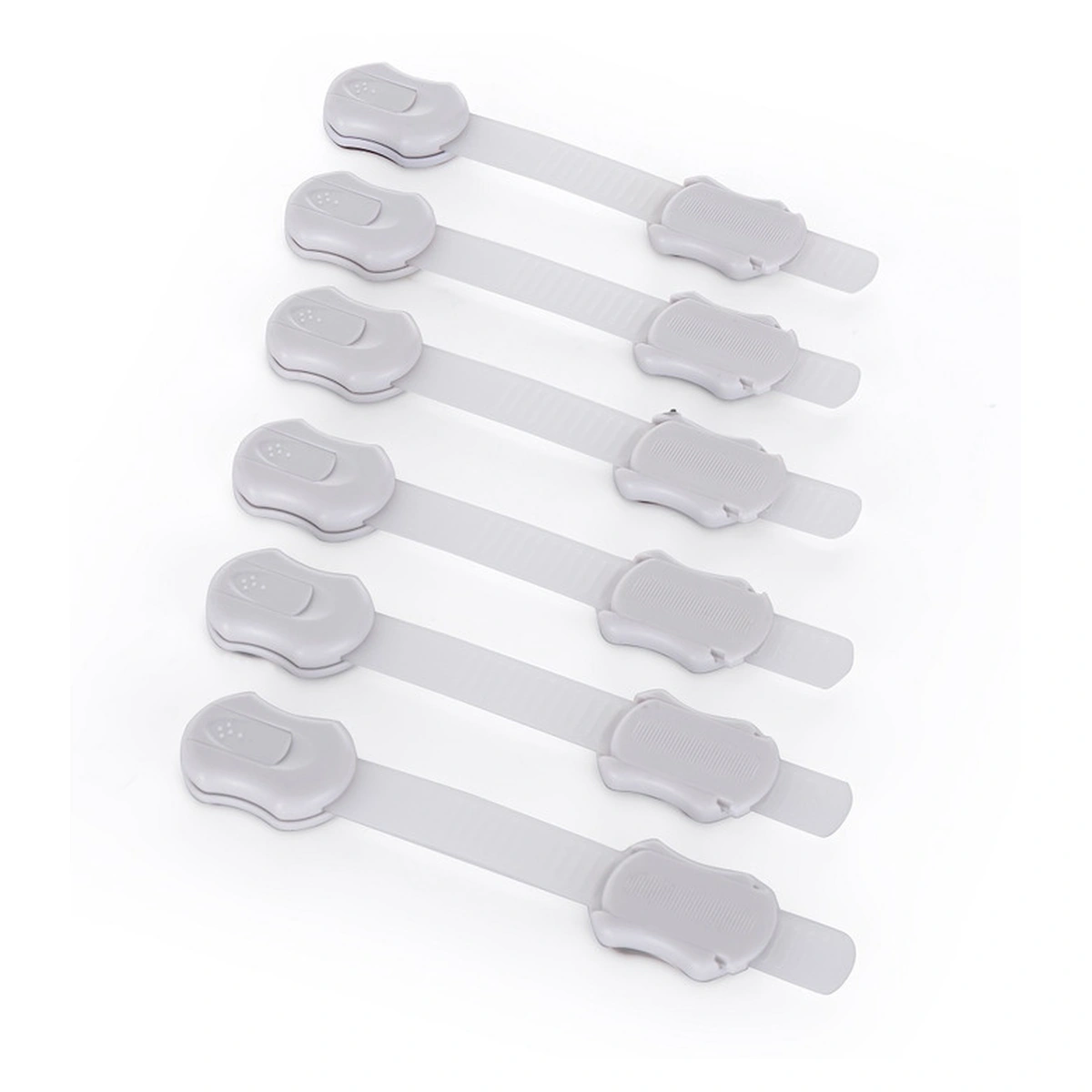 Protectii si seturi de siguranta - Set sisteme de siguranta pentru mobilier, Universale, Cu lungime reglabila, 19 x 3.4 cm, Distanta 2-11 cm, 6 bucati, Alb