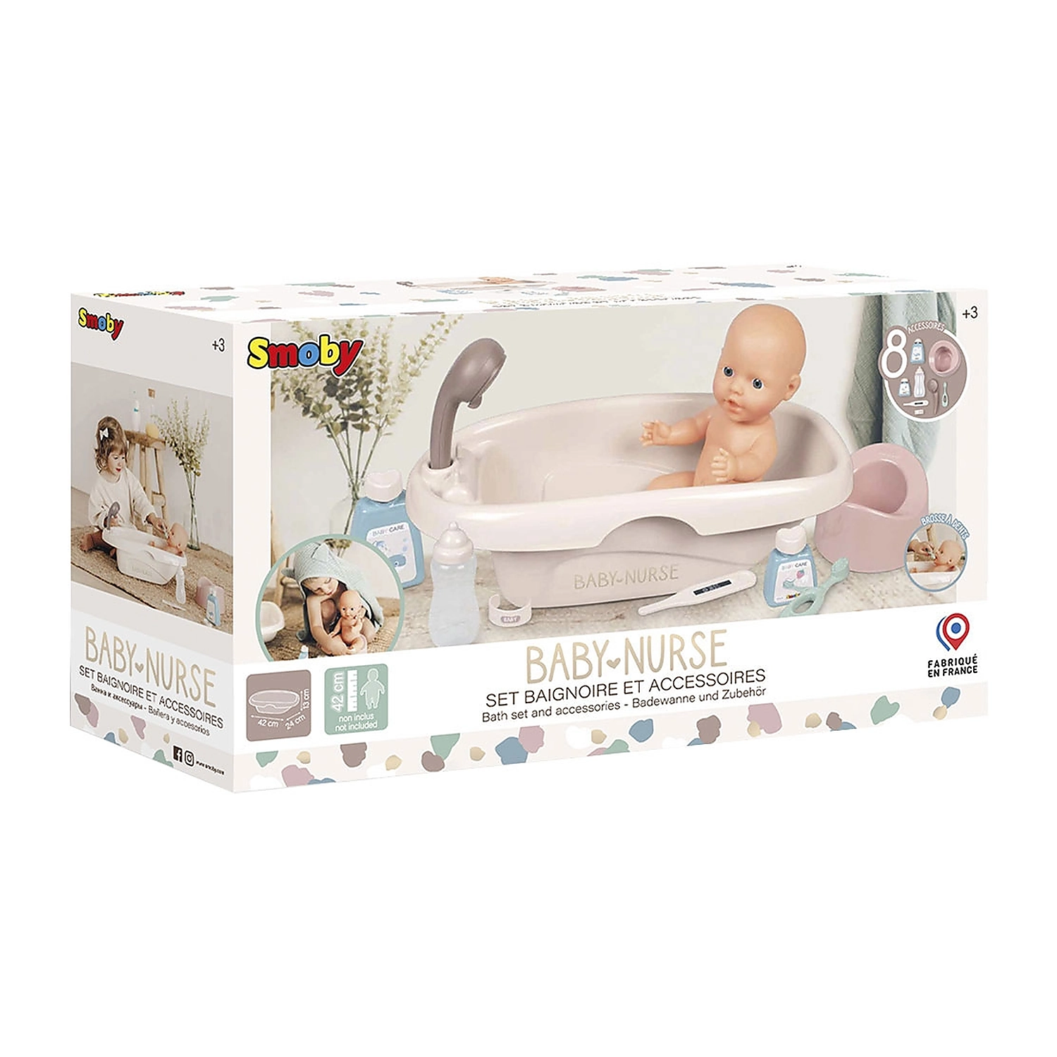 Set Smoby Baby Nurse cadita, olita si accesorii pentru papusi [1]
