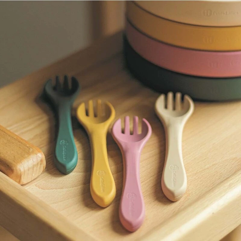 Set tacamuri din silicon fara BPA, Take&Match, 6 luni+, Verde inchis [5]