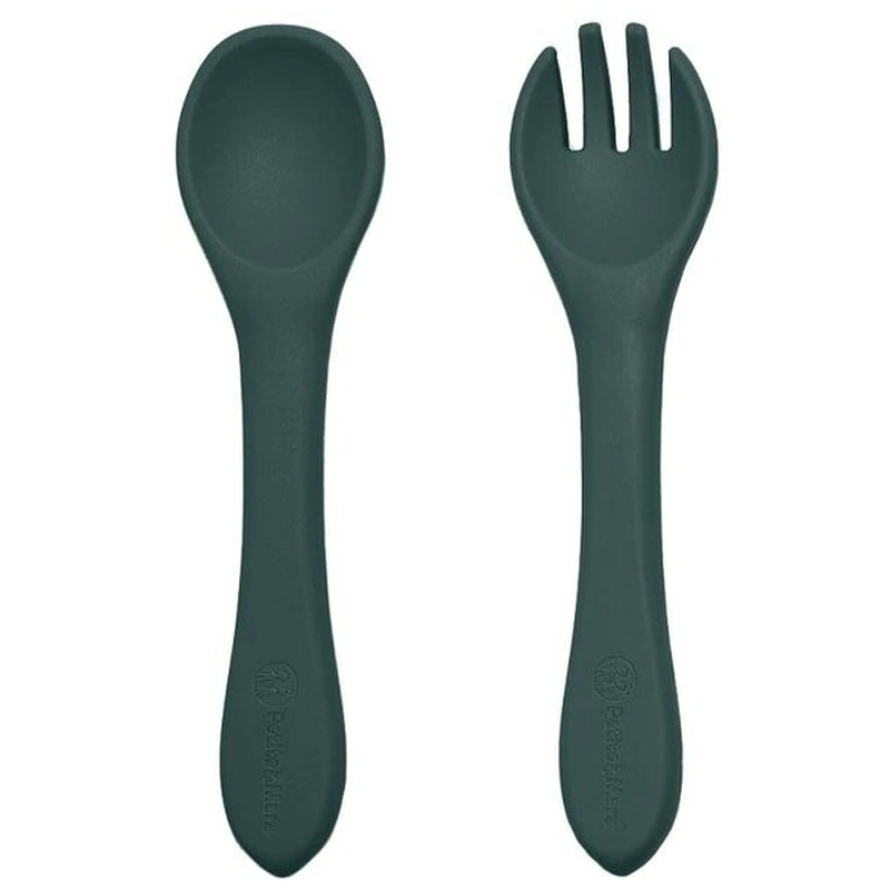 Tacamuri - Set tacamuri din silicon fara BPA, Take&Match, 6 luni+, Verde inchis