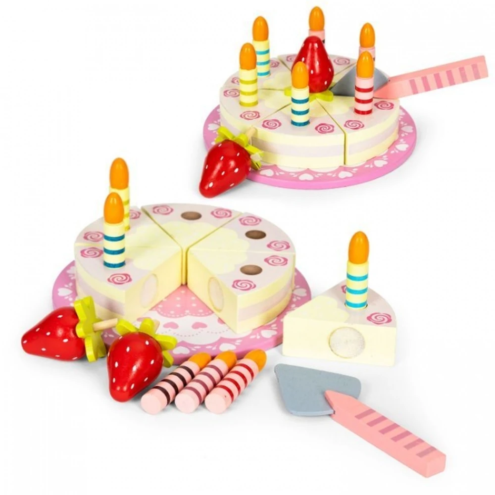 Set tort aniversar si accesorii din lemn, 16 elemente, Ecotoys [1]