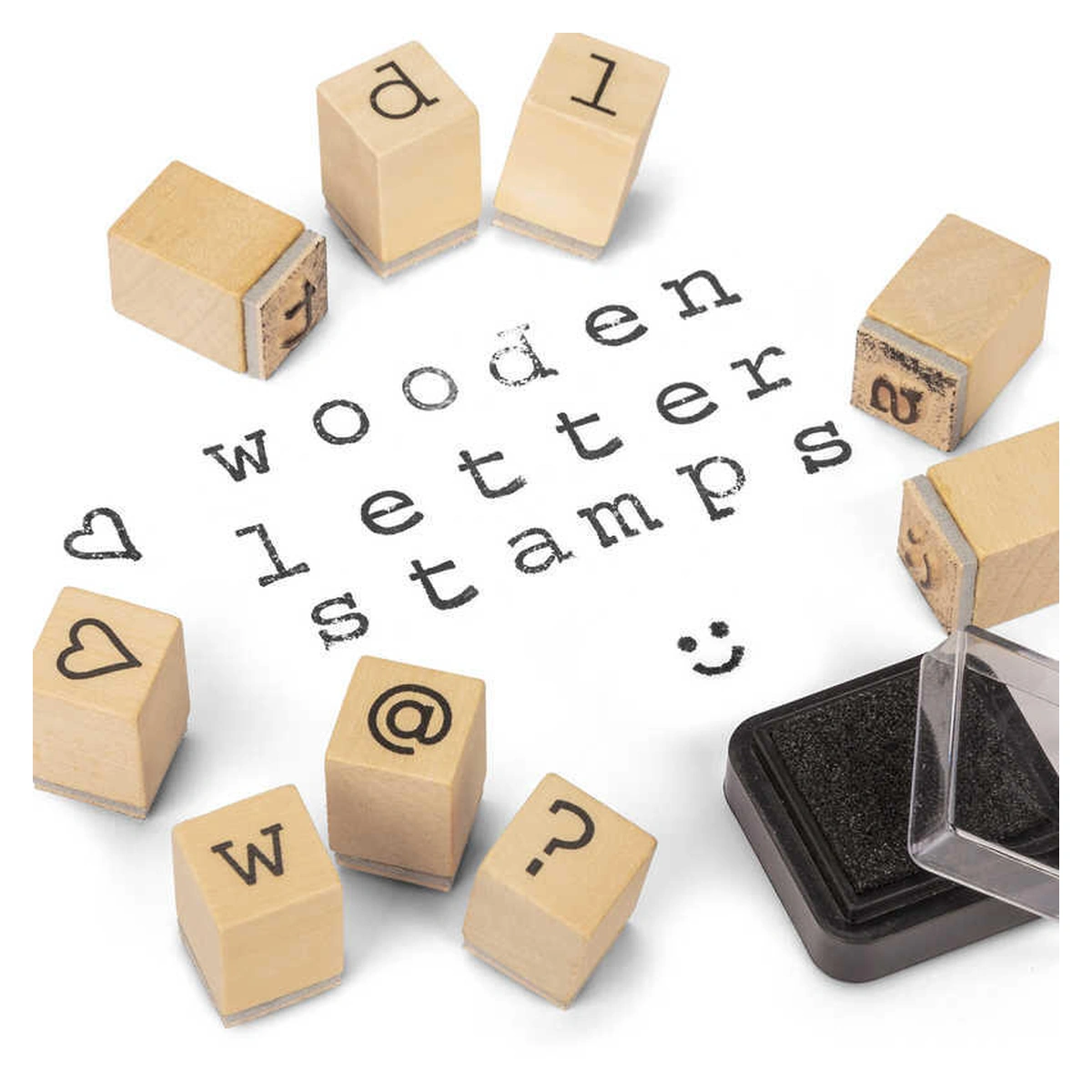 Stampile si abtibilduri - Set tusiera si stampile din lemn - Alfabet