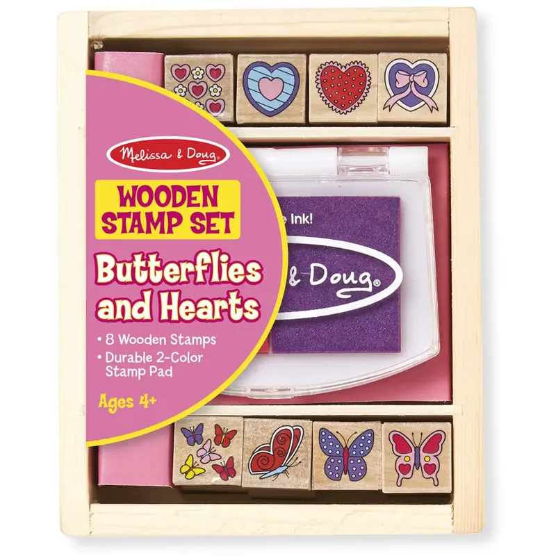 Stampile si abtibilduri - Stampile cu fluturasi si inimioare - Melissa & Doug