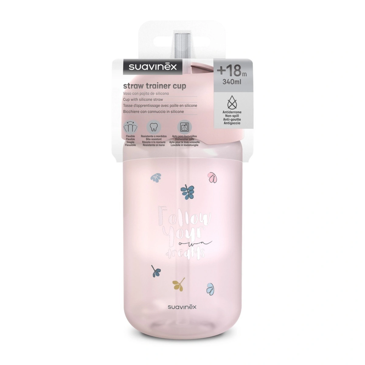 Sticlă de apă fără picurare, Bears, 340 ml, roz, Suavinex [2]