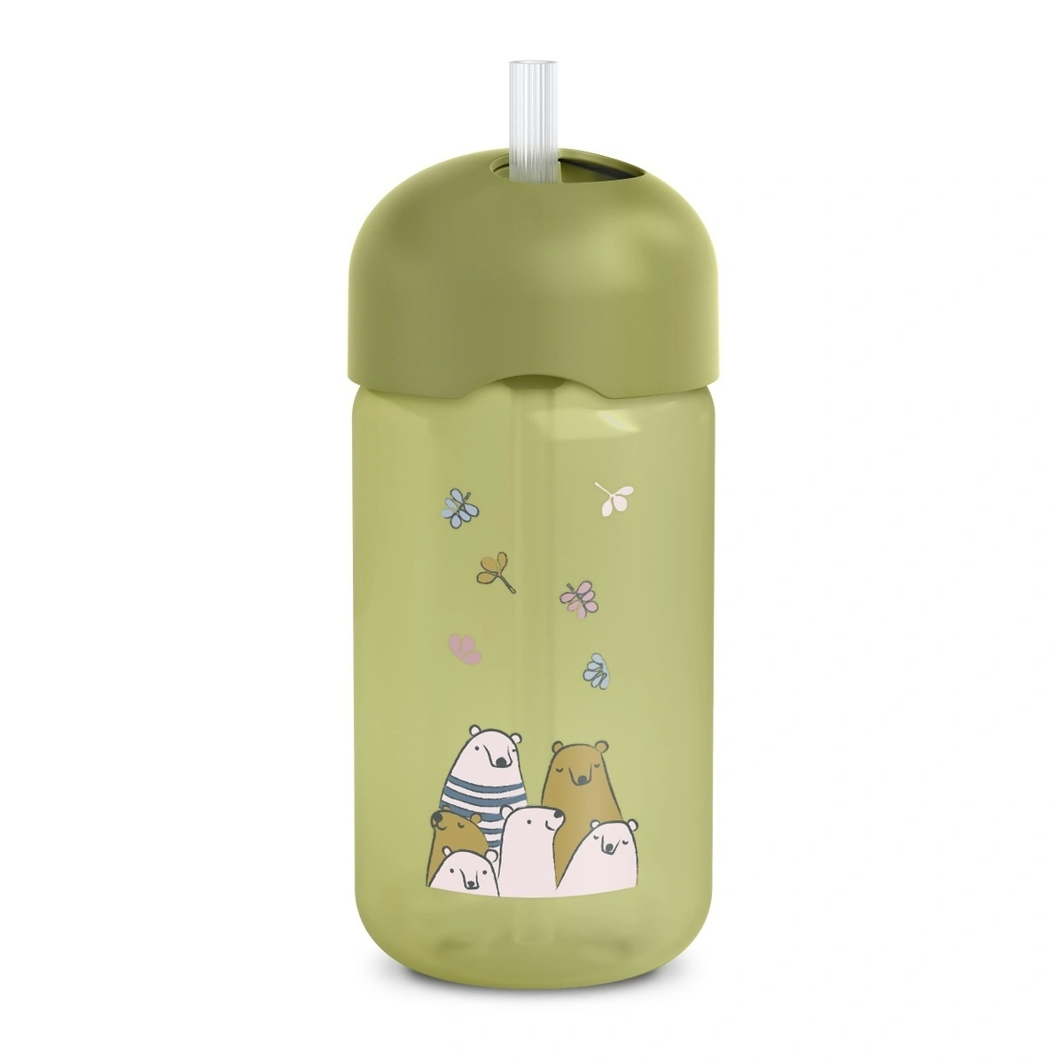 Sticle, cani si pahare - Sticlă de apă fără picurare, Bears, 340 ml, verde, Suavinex