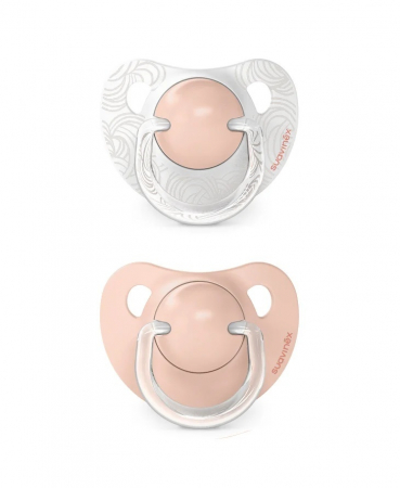 Suzete si lanturi - Suzetă anatomică din silicon, 2 buc 0-6 luni piersică Dreams