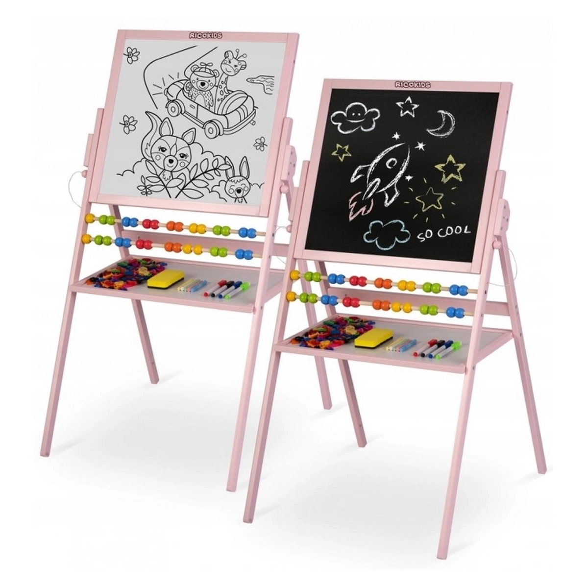 Jucarii educative - Tabla 2 in 1 pentru copii Ricokids, Roz