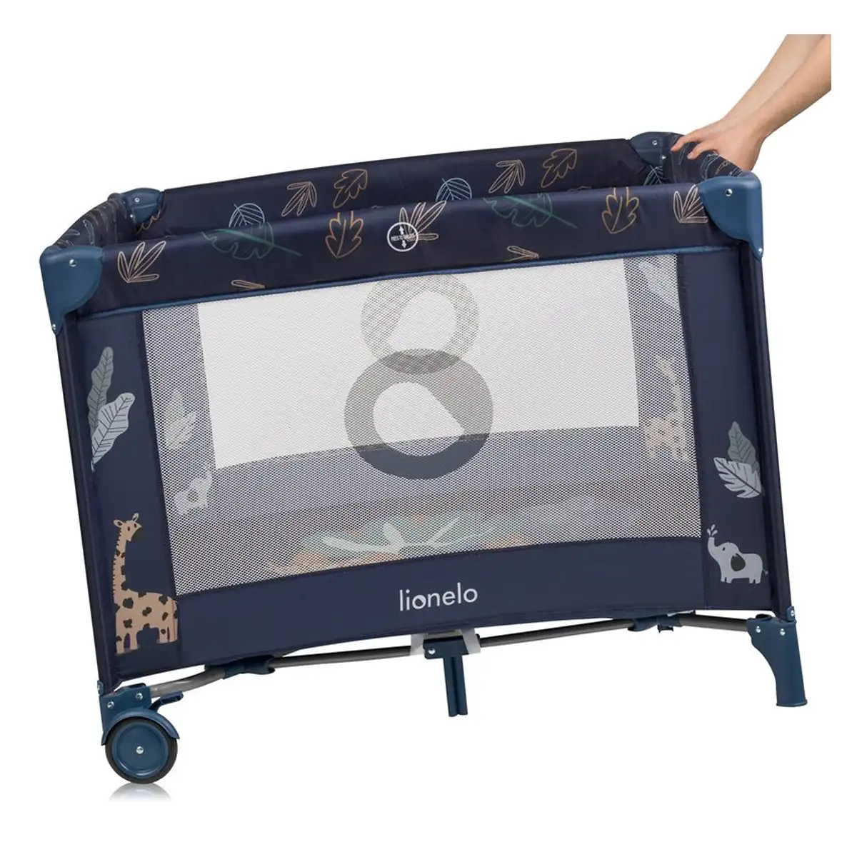 Tarc de joaca copii, Lionelo, Bonnie, Pana la 15 kg, 100 x 100 cm, Cu roti, Cu salteluta din spuma, Albastru 36 luni [5]