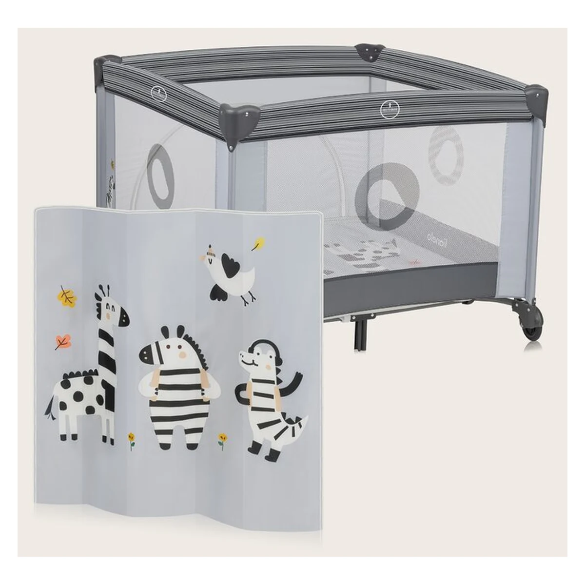 Tarc de joaca copii, Lionelo, Bonnie, Pana la 15 kg, 100 x 100 cm, Grey Stone 36 luni [16]
