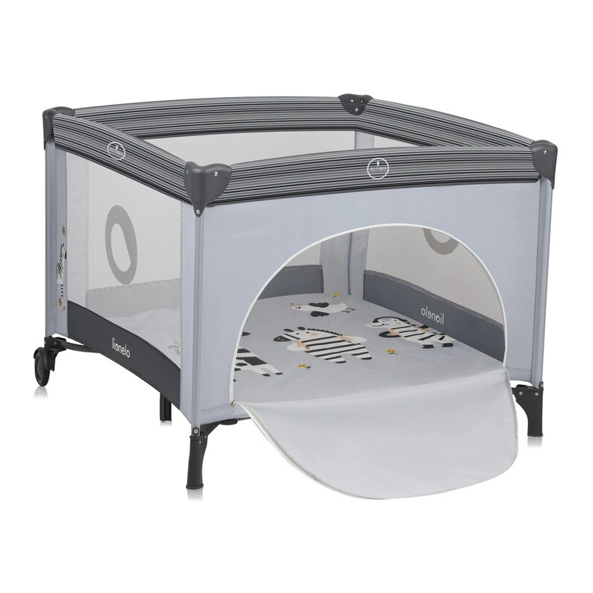 Tarcuri de joaca - Tarc de joaca copii, Lionelo, Bonnie, Pana la 15 kg, 100 x 100 cm, Grey Stone