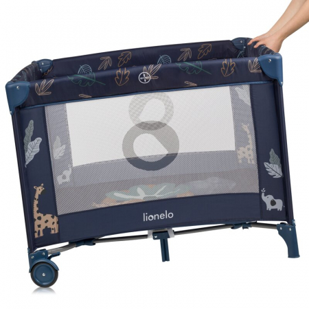 Tarc de joaca copii, Lionelo, Bonnie, Pana la 15 kg, 100 x 100 cm, Cu roti, Cu salteluta din spuma, Albastru [4]