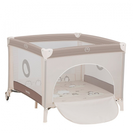 Siguranta bebelusului - Tarc de joaca copii, Lionelo, Bonnie, Pana la 15 kg, 100 x 100 cm, Beige Sand
