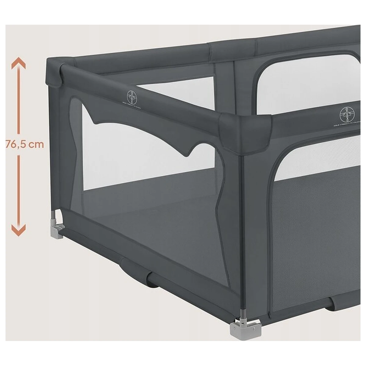 Tarc de joaca copii, Lionelo, Florence Easy Fold, 150 x 180 x 75 cm, Pliere, depliere automata, Include geanta de transport, Din plasa, Cu doua intrari laterale, 0-48 luni, [8]