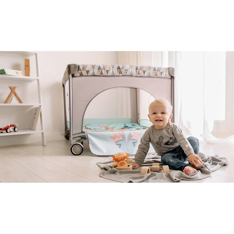 Lionelo - Tarc de joaca Lene, Cu roti, Cu intrare laterala cu fermoar, 100 x 100 cm, Conform cu standardul europeane de securitate EN12227, Grey Scandi [5]