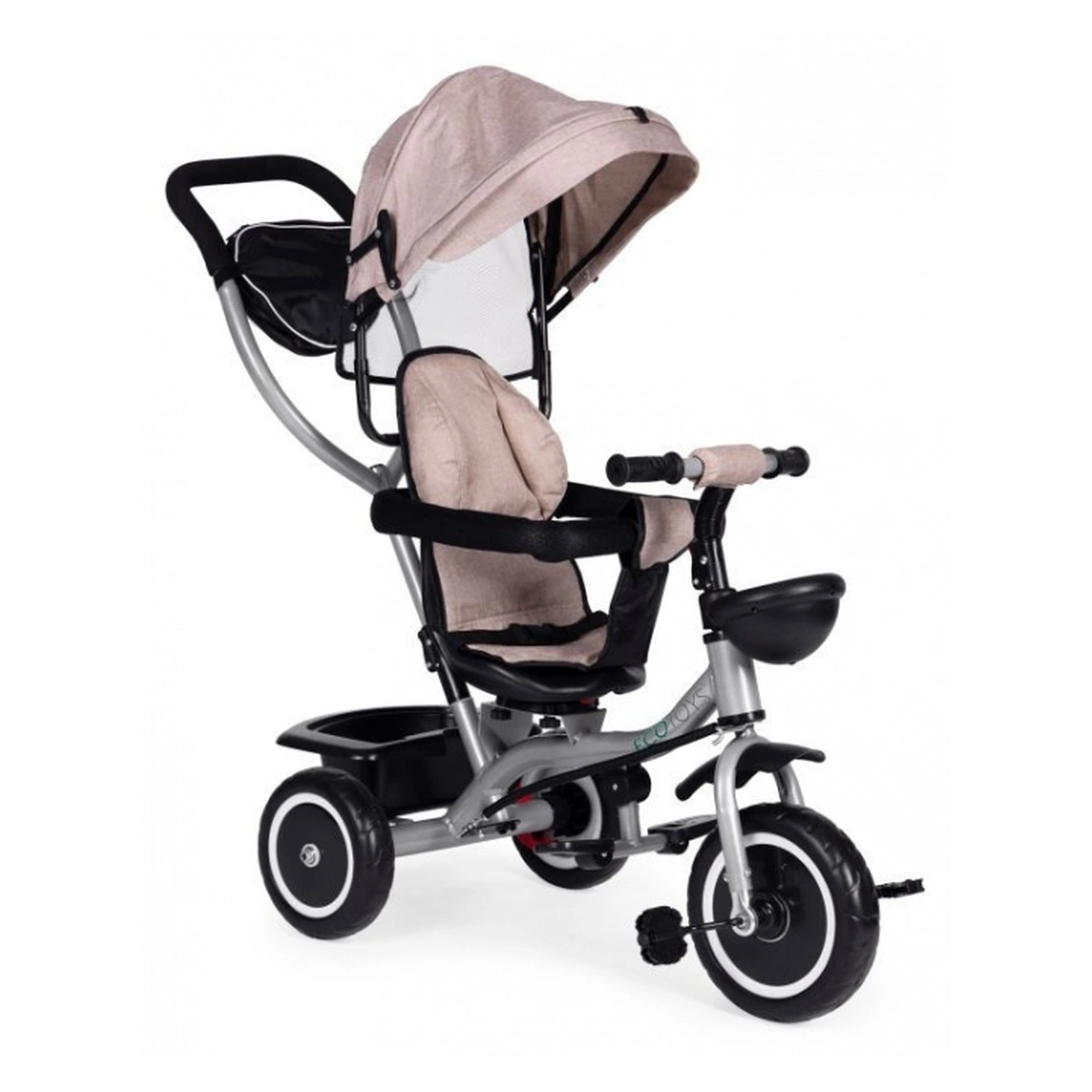 Triciclete - Tricicleta 2 in 1 pentru copii, scaun rotativ 360°, Ecotoys WQL-066-52 - Bej