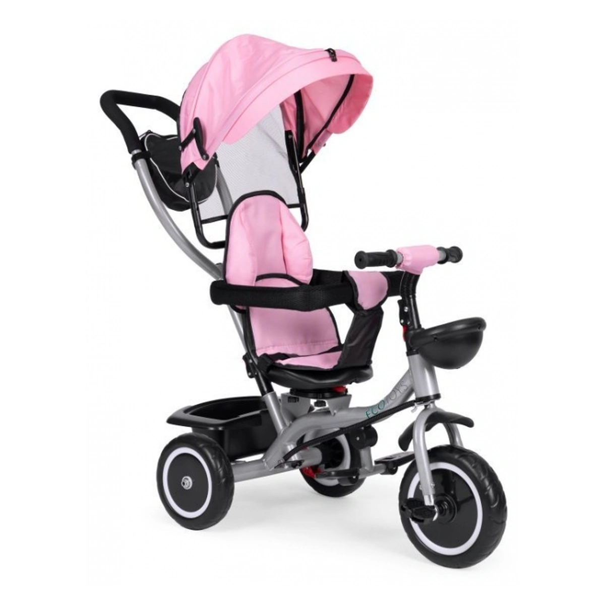 Triciclete - Tricicleta 2 in 1 pentru copii, Ecotoys WQL-066-52 - Roz