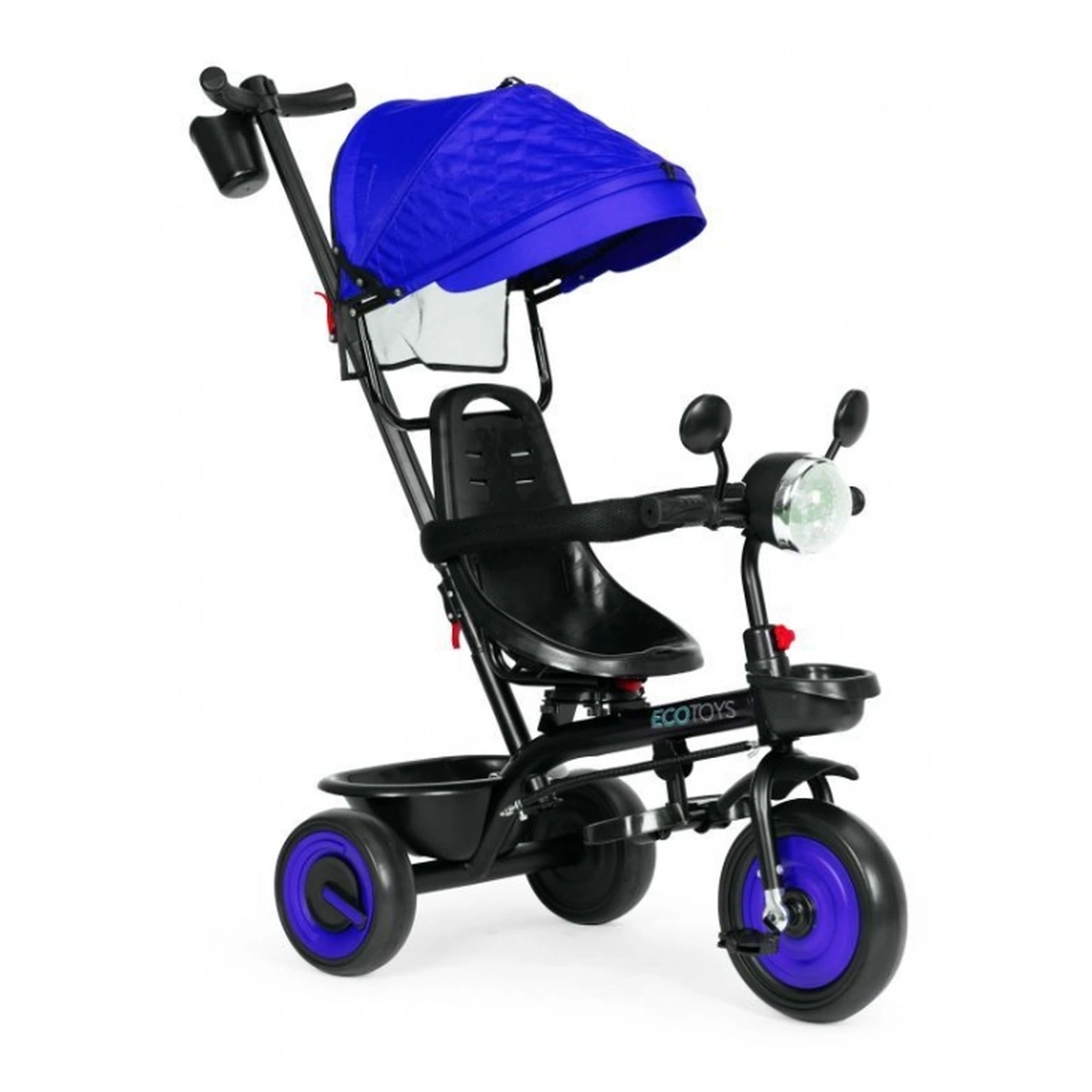 Triciclete - Tricicleta 3 in 1 copii Ecotoys WQL-066-51 – Albastru, scaun rotativ 360°, roti EVA