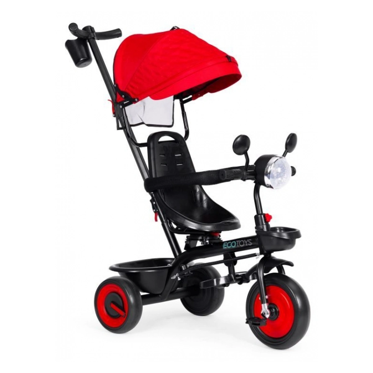 Triciclete - Tricicleta 3 in 1 copii Ecotoys WQL-066-51 – Rosu, scaun rotativ 360°, roti EVA