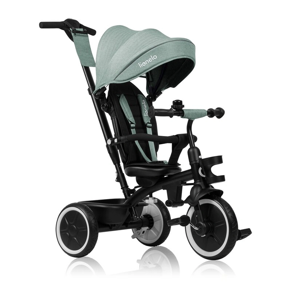 Triciclete - Tricicleta copii, Lionelo, Berry, 2 in 1, Multifunctionala, Scaun reversibil, Rotire 360 grade, Verde