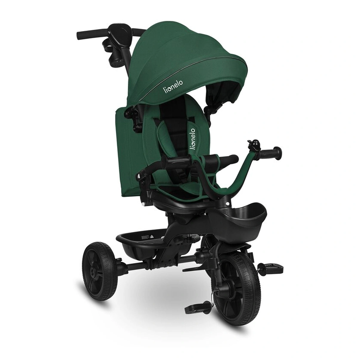 Triciclete - Tricicleta copii, Lionelo, Kori, Cu suport de picioare, Control al directiei, Scaun reversibil, Rotire 360 grade, Pliabila, Conform cu standardul european de securitate EN71, Verde