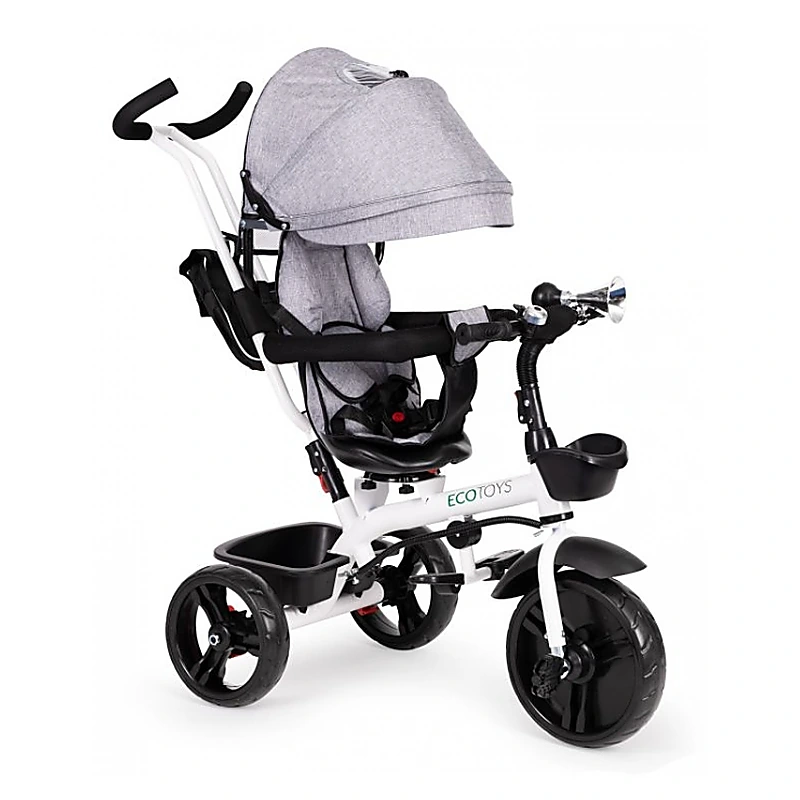 Triciclete - Tricicleta Ecotoys cu sezut reversibil - Gri