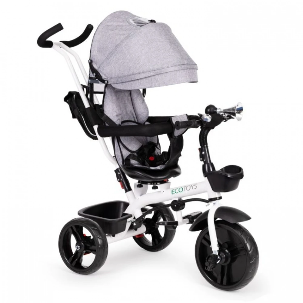 Triciclete - Tricicleta Ecotoys cu sezut reversibil - Gri