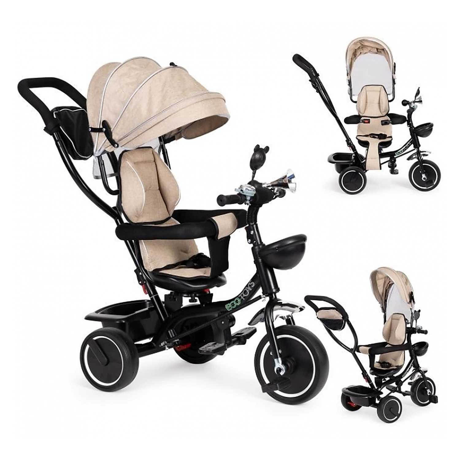 Triciclete - Tricicleta Ecotoys, cu sezut rotativ, JM-066-9 - Bej