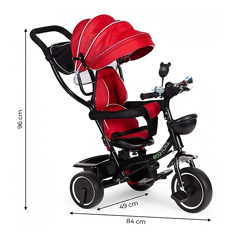 Tricicleta Ecotoys, cu sezut rotativ, JM-066-9 - Rosu 5 ani [2]