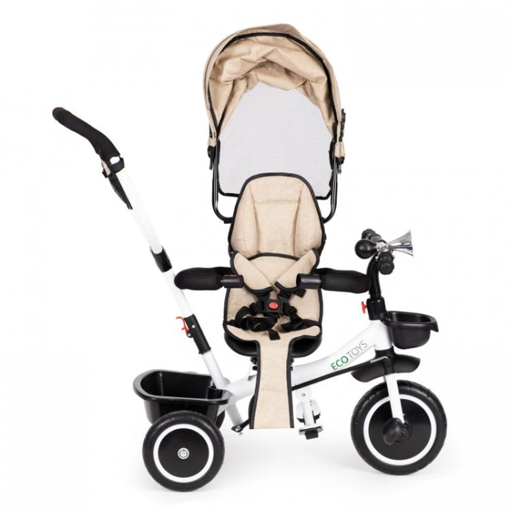 Tricicleta Ecotoys, functie rotire 360° - Bej [3]
