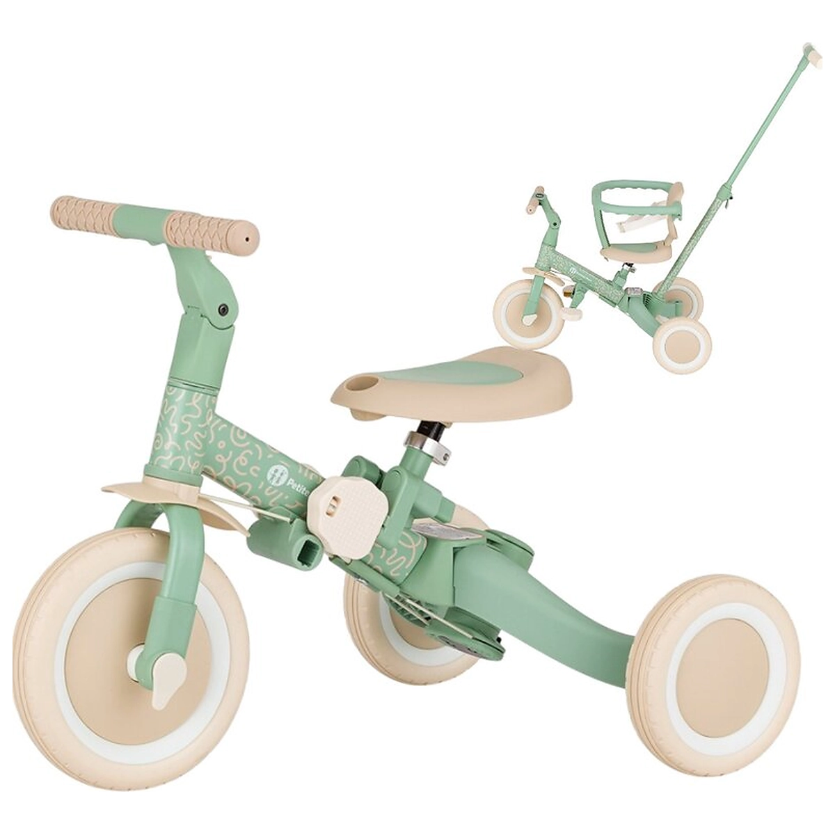 Triciclete - Tricicleta, Petite&Mars, Turbo, Editie limitata, 5 in 1, Multifunctionala, Vehicul de impins, Bicicleta cu/fara pedale,