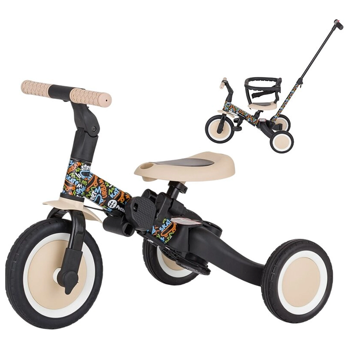 Triciclete - Tricicleta, Petite&Mars, Turbo, Editie limitata, 5 in 1, Multifunctionala, Vehicul de impins, Bicicleta cu/fara pedale,